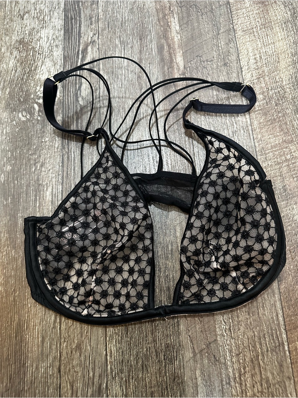 Victoria's Secret Black Sheer Lace Strappy Bralette